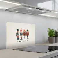 KitchenYeah Spatscherm 60x45 cm - Zelfklevende achterwand Notenkrakers - Minimalistisch - Kerst - Beige - Keuken muurbeschermer - Spatwand fornuis