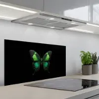 KitchenYeah Spatscherm 90x45 cm - Zelfklevende achterwand Vlinder - Groen - Opvallend - Keuken muurbeschermer - Spatwand fornuis