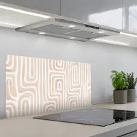 KitchenYeah Spatscherm 80x40 cm - Zelfklevende achterwand Decoratief - Labyrint - Beige - Keuken muurbeschermer - Spatwand fornuis