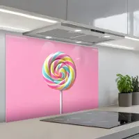 KitchenYeah Spatscherm 80x55 cm - Zelfklevende achterwand Lolly - Roze - Snoep - Zoet - Keuken muurbeschermer - Spatwand fornuis