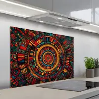 KitchenYeah Spatscherm 100x65 cm - Zelfklevende achterwand Mandala - Cirkels - Patronen - Keuken muurbeschermer - Spatwand fornuis