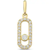 New Bling - 9NBG-0943 - 14K geelgouden hanger – ovaal design – met zirkonia