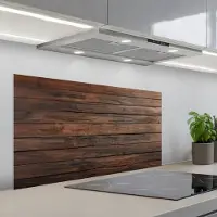KitchenYeah Spatscherm 100x50 cm - Zelfklevende achterwand Houten plankpatroon - Warmte - Natuurlijk - Keuken muurbeschermer - Spatwand fornuis
