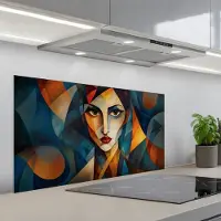 KitchenYeah Spatscherm 100x50 cm - Zelfklevende achterwand Portret - Abstract - Vormen - Keuken muurbeschermer - Spatwand fornuis
