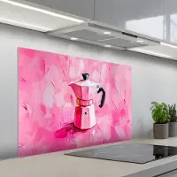 KitchenYeah Spatscherm 100x65 cm - Zelfklevende achterwand Roze - Verf - Coffee - Keuken muurbeschermer - Spatwand fornuis