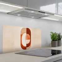 KitchenYeah Spatscherm 80x40 cm - Zelfklevende achterwand Illustratie - Abstract - Vormen - Rood - Keuken muurbeschermer - Spatwand fornuis