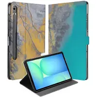 B2Ctelecom Marble Blue Gold Tablet Hoesje met Standaard Samsung Galaxy Tab S10 FE | Tab S9 FE