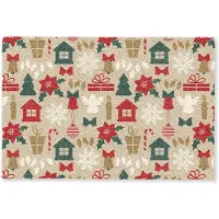 MuchoWow Deurmat 90x60 cm - Droogloopmat Illustratie - Kerst - Beige - Mat voor binnen - Schoonloopmat - Deurmatten met print - Inloopmat