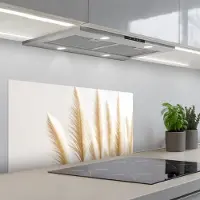 KitchenYeah Spatscherm 90x45 cm - Zelfklevende achterwand Pampas gras - Pluimen - Beige - Natuur - Keuken muurbeschermer - Spatwand fornuis