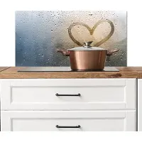 KitchenYeah Spatscherm keuken 80x40 cm - Kookplaat achterwand Hartje - Condens - Water - 3D - Muurbeschermer - Spatwand fornuis - Hoogwaardig aluminium