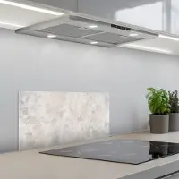 KitchenYeah Spatscherm 60x30 cm - Zelfklevende achterwand Beton - Grijs - Wit - Keuken muurbeschermer - Spatwand fornuis
