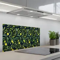 KitchenYeah Spatscherm 90x45 cm - Zelfklevende achterwand Citroenen - Bladeren - Natuurlijk - Keuken muurbeschermer - Spatwand fornuis