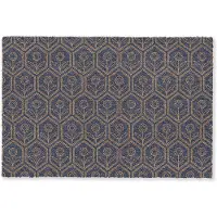 MuchoWow Deurmat 60x40 cm - Droogloopmat Donkerblauw - Patroon - Bloem - Symmetrisch - Mat voor binnen - Schoonloopmat - Deurmatten met print - Inloopmat