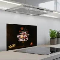 KitchenYeah Spatscherm 60x40 cm - Zelfklevende achterwand Liefde - Modern - Bloemen - Keuken muurbeschermer - Spatwand fornuis