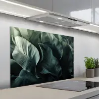 KitchenYeah Spatscherm 100x65 cm - Zelfklevende achterwand Groen - Bladeren - Glad - Nerven - Keuken muurbeschermer - Spatwand fornuis