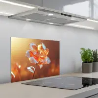 KitchenYeah Spatscherm 60x45 cm - Zelfklevende achterwand Glazen - Bloem - Zonlicht - Keuken muurbeschermer - Spatwand fornuis