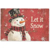 MuchoWow Deurmat 90x60 cm - Droogloopmat Sneeuwpret - Winter - Sneeuwpop - Mat voor binnen - Schoonloopmat - Deurmatten met print - Inloopmat