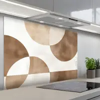 KitchenYeah Spatscherm 120x80 cm - Zelfklevende achterwand Snijdende cirkels - Overlappende vlakken - Keuken muurbeschermer - Spatwand fornuis