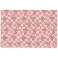 MuchoWow Deurmat 90x60 cm - Droogloopmat Roze - Retro - Patroon - Geblokt - Mat voor binnen - Schoonloopmat - Deurmatten met print - Inloopmat