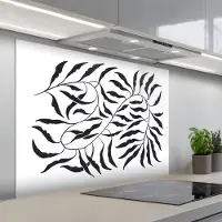 KitchenYeah Spatscherm 100x75 cm - Zelfklevende achterwand Bladeren - Planten - Bohemian - Wit - Abstract - Keuken muurbeschermer - Spatwand fornuis