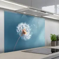 KitchenYeah Spatscherm 100x75 cm - Zelfklevende achterwand Paardenbloem - Wind - Blauw - Keuken muurbeschermer - Spatwand fornuis