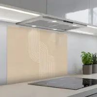 KitchenYeah Spatscherm 90x70 cm - Zelfklevende achterwand Parallelle lijnen - Lichte textuur - Beige - Keuken muurbeschermer - Spatwand fornuis