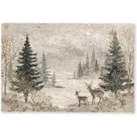 MuchoWow Deurmat 60x40 cm - Droogloopmat Bos - Herten - Winter - Sneeuw - Mat voor binnen - Schoonloopmat - Deurmatten met print - Inloopmat