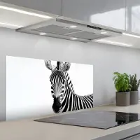 KitchenYeah Spatscherm 80x40 cm - Zelfklevende achterwand Zebra - Close-up - Zwart - Strepen - Keuken muurbeschermer - Spatwand fornuis