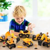 Karma Take-Apart Bouwvoertuigen Speelgoed met Elektrische Boor Opbergdoos, Truck Digger Speelgoed Building Educatief STEM Gift voor Jongens Meisjes