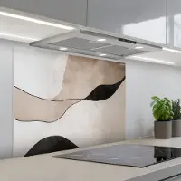 KitchenYeah Spatscherm 90x70 cm - Zelfklevende achterwand Contourlijnen - Abstracte landschap - Keuken muurbeschermer - Spatwand fornuis