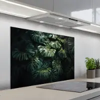 KitchenYeah Spatscherm 100x65 cm - Zelfklevende achterwand Plant - Monstera - Lichtinval - Keuken muurbeschermer - Spatwand fornuis