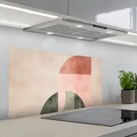 KitchenYeah Spatscherm 100x50 cm - Zelfklevende achterwand Cirkel - Abstract - Roze - Keuken muurbeschermer - Spatwand fornuis