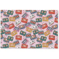 MuchoWow Deurmat 90x60 cm - Droogloopmat Cassette - Patroon - Roze - Mat voor binnen - Schoonloopmat - Deurmatten met print - Inloopmat