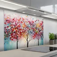 KitchenYeah Spatscherm 100x75 cm - Zelfklevende achterwand Kunst - Bomen - Natuur - Acryl - Keuken muurbeschermer - Spatwand fornuis