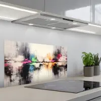 KitchenYeah Spatscherm 80x40 cm - Zelfklevende achterwand Abstract - Kleurexplosie - Landschap - Keuken muurbeschermer - Spatwand fornuis