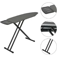 King Hoff KH-1940 Strijkplank – Premium 122×38 cm – 7-hoogtes verstelbaar – Extra breed blad & Strijkijzerhouder – Graphite