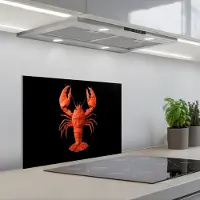 KitchenYeah Spatscherm 60x45 cm - Zelfklevende achterwand Kreeft - Papier - Origami papier - Rood - Keuken muurbeschermer - Spatwand fornuis