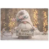 MuchoWow Deurmat 90x60 cm - Droogloopmat Kerst - Gnome - Bord - Kleurrijk - Mat voor binnen - Schoonloopmat - Deurmatten met print - Inloopmat