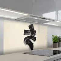 KitchenYeah Spatscherm 120x60 cm - Zelfklevende achterwand Strepen - Zwart - Abstract - Keuken muurbeschermer - Spatwand fornuis