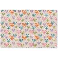 MuchoWow Deurmat 90x60 cm - Droogloopmat Kleurrijk - Hartjes - Patroon - Beige - Mat voor binnen - Schoonloopmat - Deurmatten met print - Inloopmat