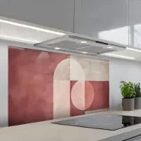 KitchenYeah Spatscherm 120x60 cm - Zelfklevende achterwand Figuren - Abstract - Roze - Keuken muurbeschermer - Spatwand fornuis