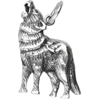 MOOYE ® - Collectie Zilveren Wolf huilend naar de maan ketting hanger