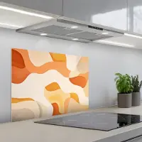 KitchenYeah Spatscherm 70x55 cm - Zelfklevende achterwand Oranje - Abstract - Kunst - Keuken muurbeschermer - Spatwand fornuis