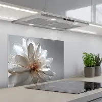 KitchenYeah Spatscherm 70x50 cm - Zelfklevende achterwand Bloem - Wit - Neutraal - Keuken muurbeschermer - Spatwand fornuis