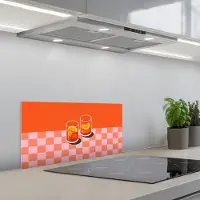 KitchenYeah Spatscherm 70x30 cm - Zelfklevende achterwand Sinaasappel - Glazen - Oranje - Keuken muurbeschermer - Spatwand fornuis
