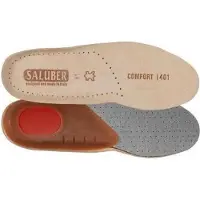 Saluber inlegzolen Comfort met PORON schokdemping en echt leer - Goede schokdemping - Medium voetboogondersteuning - Schoenmaat: 44