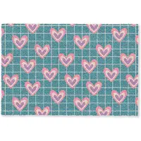 MuchoWow Deurmat 60x40 cm - Droogloopmat Hartjes - Raster - Patroon - Blauw - Mat voor binnen - Schoonloopmat - Deurmatten met print - Inloopmat