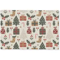 MuchoWow Deurmat 60x40 cm - Droogloopmat Illustratie - Kerstfiguren - Beige - Mat voor binnen - Schoonloopmat - Deurmatten met print - Inloopmat