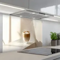 KitchenYeah Spatscherm 80x55 cm - Zelfklevende achterwand Mok - Latte - Minimalistisch - Schaduw - Keuken muurbeschermer - Spatwand fornuis