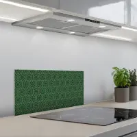 KitchenYeah Spatscherm 70x30 cm - Zelfklevende achterwand Geometrisch - Patroon - Groen - Keuken muurbeschermer - Spatwand fornuis